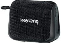 Heysong Waterproof Bluetooth Speaker, Portable Shower Speakers with Wireless Stereo Sound, IPX7, 24-Hour Playtime, BassUp Mini Speaker for Bedroom Accessories, Reading, Yoga, Travel, Gifts for Men