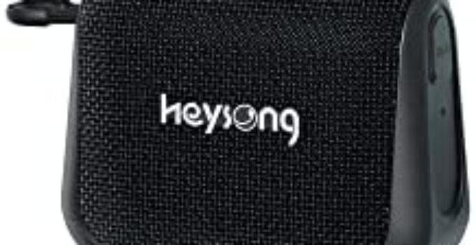 Heysong Waterproof Bluetooth Speaker, Portable Shower Speakers with Wireless Stereo Sound, IPX7, 24-Hour Playtime, BassUp Mini Speaker for Bedroom Accessories, Reading, Yoga, Travel, Gifts for Men