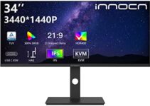 INNOCN 34″ Ultrawide Monitor 21:9 WQHD 3440 x 1440p IPS Display 100% sRGB 75Hz Adaptive Sync HDR400 USB Type-C Monitor, Ultra Narrow Bezels, Height Adjustable, Mountable – 34C1Q