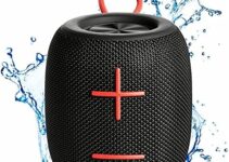 Portable Speaker with IPX7 Waterproof 360° Big Sound Deep Bass Wireless Speaker Bluetooth 5.0, 12H Playback Small Bluetooth Speaker Black for Home, Beach, Shower, Party