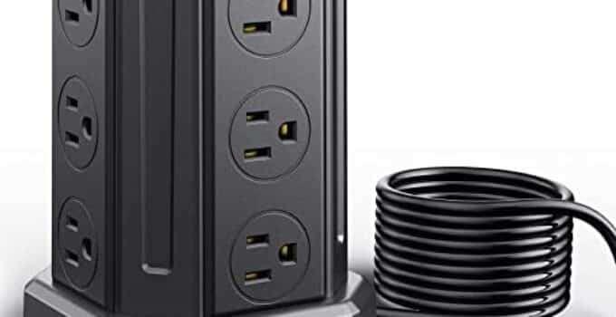 Power Strip Surge Protector Tower USB C 12 Outlet 4 USB SMALLRT Power Strip with USB Ports 9.8FT Extension Cord with Multiple Outlets Surge Protector Overload Protection for Smartphone, Home, Office
