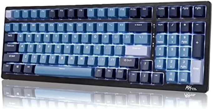 RK ROYAL KLUDGE RK98 Mechanical Gaming Keyboard Triple Mode 2.4G/BT5.1/USB-C 100 Keys Hot Swappable Linear Red Switches with Number Pad RGB Backlit 3750mAh Battery NKRO Keyboard Ergonomic Design