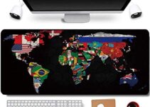 RTGGSEL 31.5×11.8 Inch Black World Flag Map Long Extended Large Gaming Mouse Pad with Stitched Edges Computer Keyboard Mouse Mat Desk Pad