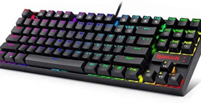 Redragon K552 Mechanical Gaming Keyboard RGB LED Backlit Wired with Anti-Dust Proof Switches for Windows PC (Black, 87 Key Brown Switches)