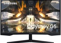SAMSUNG 32″ Odyssey G55A QHD 165Hz 1ms FreeSync Curved Gaming Monitor with HDR 10, Futuristic Design for Any Desktop (LS32AG550ENXZA)