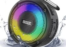 Shower Speaker Bluetooth 5.0 Waterproof IPX7, PEYOU 8W Loud 24H Playtime Bluetooth Speaker with Suction Cup, 360 HD Surround Sound, Built-in Mic, LED Light, Mini Speaker for Kayak/Beach/Hiking