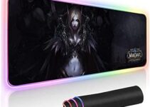 Sylvanas World of Warcraft RGB Soft Gaming Mouse Pad Large Oversized Glowing Led Extended Mousepad Non-Slip Rubber Base Computer Keyboard Pad Mat 31.5X 11.8in