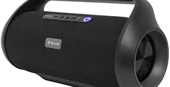 TELLUR Obia Bluetooth Speaker, Carry-on Music, 50W, Stereo, True Wireless Stereo, FM Radio, Hands-Free Call Function, AUX, USB, 3600mAh, Splash Proof IPX5, Micro USB, BT4.2, Black