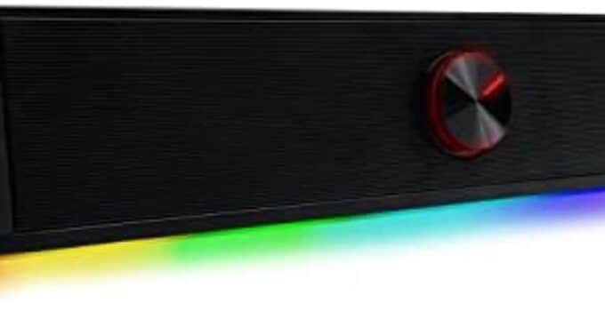 Tilted Nation Gaming Soundbar – Computer Speakers for PC with RGB LED – Computer Sound Bar HiFi Stereo Bluetooth & 3.5mm Aux, USB Powered Computer Speakers for Desktop, Monitor Speakers for Laptop