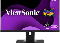 ViewSonic VG2456 24-Inch 1080p Monitor with USB 3.2 Type C Docking Built-In Gigabit Ethernet and 40 Degree Tilt Ergonomics for Home and Office