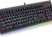 WIZMAX, WK1 PC Gaming Keyboard, USB Wired RGB Mechanical Gaming Keyboard – Customize LED Mode, Red Linear Manic Switch, High-End Aluminum Backplate for Windows PC Gamers [Black]