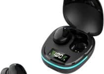 Wireless Earbuds Bluetooth Headphones Touch Control with Wireless Charging Case IPX6 Waterproof Stereo Earphones in-Ear Built-in Mic Headset Premium Deep Bass for Sport Black