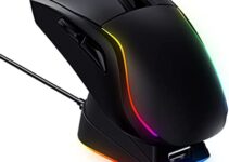 Wireless Gaming Mouse with RGB Magnetic Charging Dock, Lightweight Tri-Mode Gaming Mouse Wireless Up to 20KDPI 300IPS 1000Hz with Chroma RGB Backlit, Buttons Fully Programmable, for PC,Mac