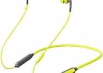 233621 Wave Bluetooth Neckband Headphones, 15 Hrs Playtime Stereo Wireless Earbuds with CVC 8.0 Call Noise Cancellation Microphone, 10.7 mm Drivers, IPX5 ​Waterproof & Skin-Friendly (Lime Coral)