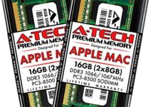 A-Tech 16GB (2 x 8GB) PC3-8500 DDR3 1066/1067 MHz RAM for MacBook (Mid 2010 13 inch), MacBook Pro (Mid 2010 13 inch), iMac (Late 2009 27 inch i5/i7), Mac Mini (Mid 2010) | 204-Pin SODIMM Memory Kit
