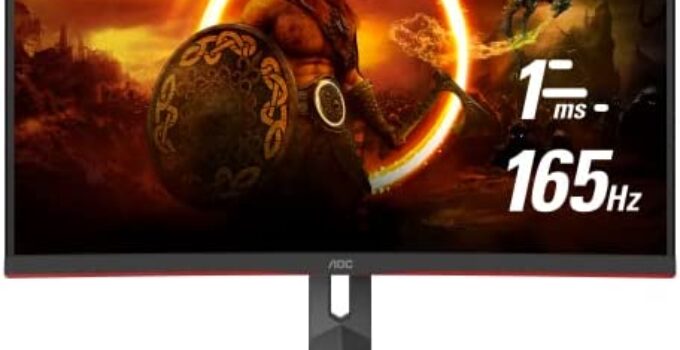 AOC CQ32G2S 32″ Curved Frameless Gaming Monitor 2K QHD, 1500R Curved VA, 1ms, 165Hz, FreeSync, Height adjustable, 3-Year Zero Dead Pixel Guarantee