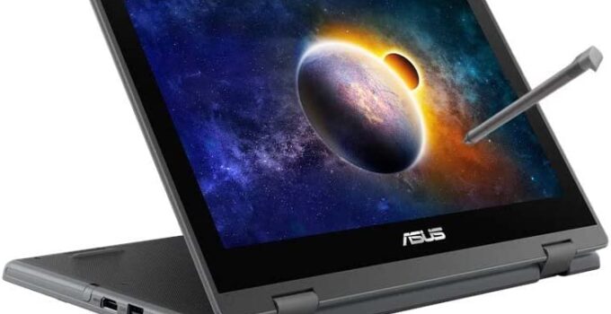 ASUS BR1100 Laptop 11.6″ HD Anti-Glare Touchscreen Display Intel Celeron N4500 4GB RAM 128GB Storage Dual Cam Windows 10 Pro Dark Grey Stylus Included