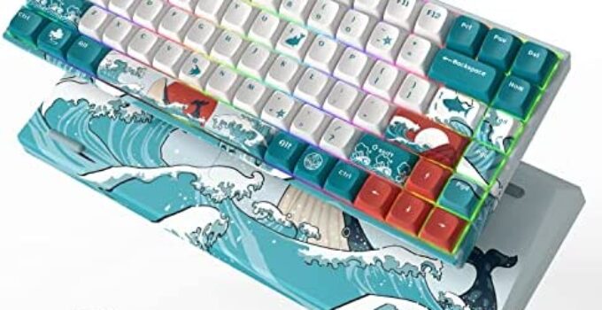 COSTOM XVX M84 75% Wireless/Wired Mechanical Keyboard, Compact 84 Keys Hot Swappable Gaming Keyboard, N-Key Rollover RGB Custom Keyboard for Windows Mac PC Gamers(Coral Sea, Gateron Red Switch)