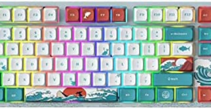COSTOM XVX M87 TKL Mechanical Keyboard, Hot Swappable Wireless Gaming Keyboard 87 Keys, RGB Backlit Custom Keyboard Onboard Memory for Windows Mac PC Gamer (Coral Sea, Gateron Red Switch)