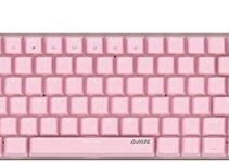 FIRSTBLOOD ONLY GAME. AK33 Geek Wired Mechanical Keyboard, 82 Keys Layout, Blue Switch, White LED Backlit, Aluminum Portable Gaming Keyboard, Pluggable Cable, for Games Work and Daily Use, Pink