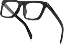 GLEYEMOR Blue Light Glasses for Men Women Trendy Square Frame Blue Light Blocking Lens Computer Glasses (Black)