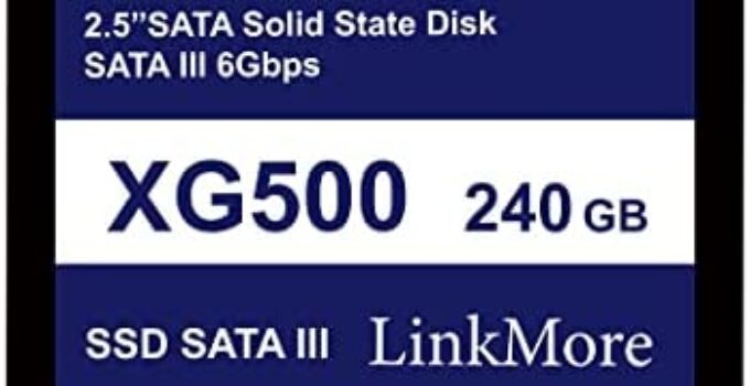 LinkMore XG500 240GB 2.5” SATA III (6Gb/s) Internal SSD, Solid State Drive, Up to 500MB/s for Latop and Pc