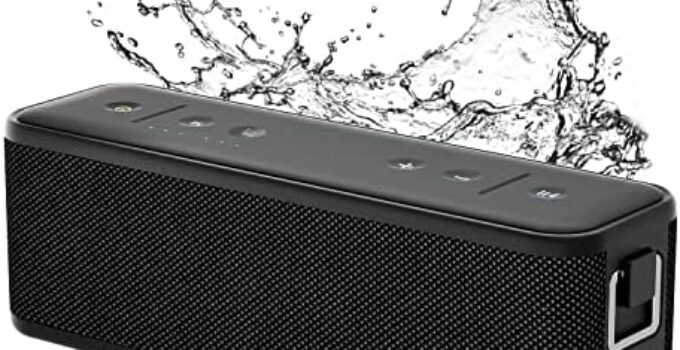 Portable Wireless Waterproof Bluetooth 5.0 Speaker with DSP chip, TWS Shower Speakers IP67 with 40W (Max 60W) Stereo Sound, Loud Sound & Deeper Bass, Dual Pairing for Party, Home, iOS & Android