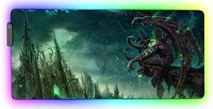 RGB Professional Gaming Mouse Pad for Illidan Stormrage,Mousepad with 12 Lighting Modes & Anti-Skid Rubber Base,Large Laptop Desk Pad,Computer Keyboard and Mouse Combo Pads Mouse Mat 35.4×15.7 inch