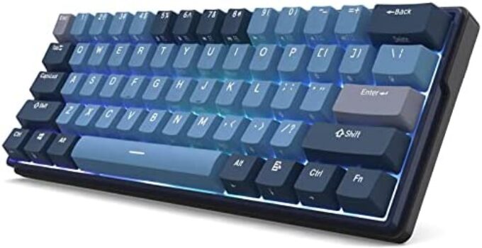 RK ROYAL KLUDGE RK61 Plus Wireless Mechanical Keyboard, 60% RGB Gaming Keyboard with USB Hub, Hot Swappable Computer PC Keyboards with Bluetooth/2.4G/Wired Modes, Silence Linear SkyCyan Switches