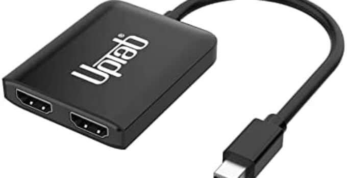 UPTab Mini DisplayPort to Dual HDMI 4K 60Hz Adapter Multi Monitor Splitter, Converter Multi-Stream Transport (MST) Hub, DP to 2X HDMI 2.0 (Mini DisplayPort to Dual HDMI)