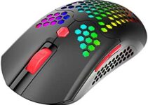 Wired/Wireless Lightweight Gaming Mouse,16 RGB Backlit Mice with 7 Buttons Programmable Driver,PAW3325 12000DPI,Rechargeable 800mA Battery,Lightweight Honeycomb Shell Mouse for PC Gamer