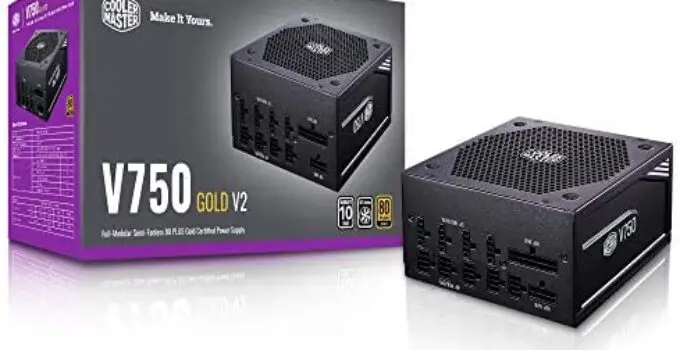Cooler Master V750 Gold V2 Full Modular,750W, 80+ Gold Efficiency, Semi-fanless Operation, 16AWG PCIe high-Efficiency Cables, 10 Year Warranty