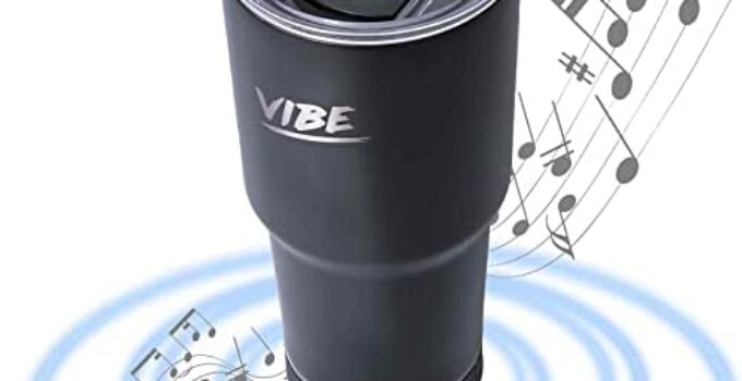 2022 Vibe Speaker Tumbler – 28oz Stainless Steel Tumbler W/Bluetooth Speaker | Upgraded 1000MaH Battery | Up to 8 Hours Playback Time | Upgraded IPX67 Water Resistant | Upgraded 3.7W Speaker