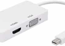 3-in-1 Mini DP to HDMI, DVI, VGA Adapter YACSEJAO 4K Mini Displayport 1.2 Converter,Thunderbolt and Thunderbolt 2 Port Compatible for PC, Projector, Monitor, HDTV
