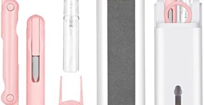 7-in-1 Electronic Cleaner Kit,Keyboard Cleaner,Laptop Cleaner Kit for Monitor, Cell Phone, Bluetooth,Headset, Lego, Airpods, Laptop Camera Lens (Pink)