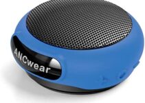 ANCwear Portable Bluetooth Speakers Wireless Mini Speaker with Enhanced Bass,HD Sound,Wearable Speaker with Microphone,9.5H Playtime,IPX6 Waterproof Suitable for Sports,Outdoor Travel (Blue)