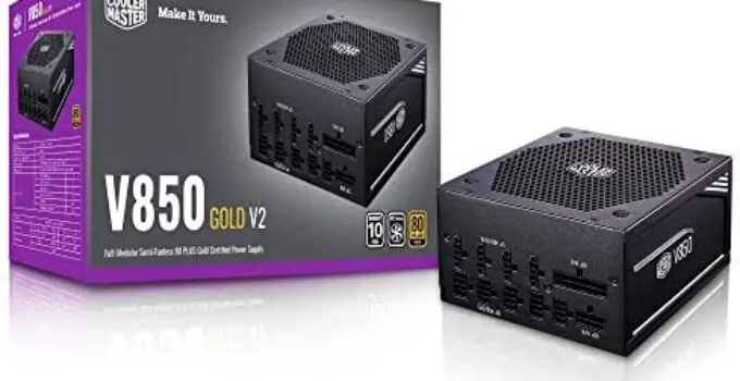 Cooler Master V850 Gold V2 Full Modular,850W, 80+ Gold Efficiency, Semi-fanless Operation, 16AWG PCIe high-Efficiency Cables