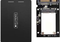 ELUTENG mSATA SSD to 2.5″ SATA Hard Disk Enclosure Case Aluminum 6Gbps High Speed 2.5 SATA to mSATA SSD Convertor Adapter Compatible for Kingston Transcend Intel Samsung