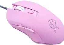 Gaming Mouse Silent Click, 7 Colors Backlit Optical Game Mice Ergonomic USB Wired with 2400 DPI and 6 Buttons 4 Shooting for PC Computer Laptop Desktop Mac (Pink)
