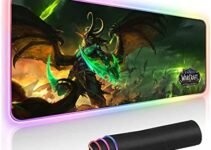 Illidan World of Warcraft RGB Soft Gaming Mouse Pad Large Oversized Glowing Led Extended Mousepad Non-Slip Rubber Base Computer Keyboard Pad Mat 31.5X 11.8in