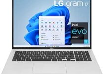 LG Gram 17Z95P Laptop 17″ Ultra-Lightweight, IPS, (2560 x 1600), Intel Evo 11th gen CORE i7 , 16GB RAM, 2TB SSD, Windows 11 Home, 80Wh Battery, Alexa Built-in, 2X USB-C, HDMI, USB-A – Silver