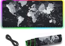 Roxooze Gaming Mouse Pad,Extra Large RGB Mouse Pad with Non-Slip Rubber Base，Extended XL Led Desk Mat Ultra Smooth Surface Waterproof for Computer Laptop Home PC Gamer 35.43 x 15.75inch(World Map)