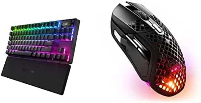 SteelSeries New Apex Pro TKL Wireless 2023 Ed. – World’s Fastest Mechanical Gaming Keyboard & Aerox 5 Wireless – Lightweight Wireless Gaming Mouse – 18000 CPI – TrueMove Air Optical Sensor