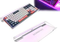UCINNOVATE RGB Acrylic Computer Keyboard Stand, LED Backlit Keyboard Stand Tray, Gaming Keyboard USB Interface Titled Keyboard Stand for Easy Ergonomic Typing and Working Office Desk, Home, School