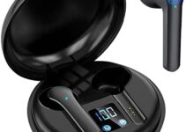 Wireless Earbuds V5.3 Bluetooth Earbuds 40 Hrs Battery Life with Wireless Charging Case & LED Power Display Deep Bass IPX7 Waterproof Earphones Microphone Stereo Headset for iPhone/Samsung/iOS/Android