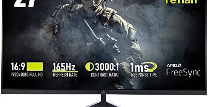 YEYIAN ODRAZ 2000 27” PC Gaming Frameless LED Monitor, 1080P HD, 165Hz, 300cd/m2, 1ms, 3000:1, 16:9, 178°, 16.7M Colors, True Low Motion Blur, AMD FreeSync, DP/HDMI, VESA Mountable, Tilt Adjustable