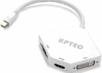 KPTEC Ultimate 3-in-1 Mini DP (Thunderbolt) to 4K UHD HDMI, DVI, VGA Adapter,Compact 1080p Mini Display (mDP) Converter Compatible for MacBook Air / Pro, iMac, iMac Mini, Surface Pro Series, White