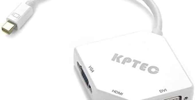 KPTEC Ultimate 3-in-1 Mini DP (Thunderbolt) to 4K UHD HDMI, DVI, VGA Adapter,Compact 1080p Mini Display (mDP) Converter Compatible for MacBook Air / Pro, iMac, iMac Mini, Surface Pro Series, White