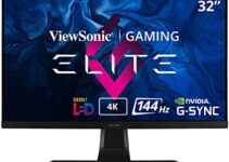 ViewSonic Elite XG321UG 32 Inch 4K IPS 144Hz Gaming Monitor with G-Sync, Mini LED, Nvidia Reflex, HDR1400, Advanced Ergonomics, HDMI and DP for Esports