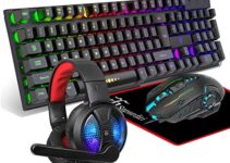 DGG Gaming Keyboard and Mouse,Headphones,Mouse pad，All in One Combo for PC Gamers and Xbox and PS4 Users